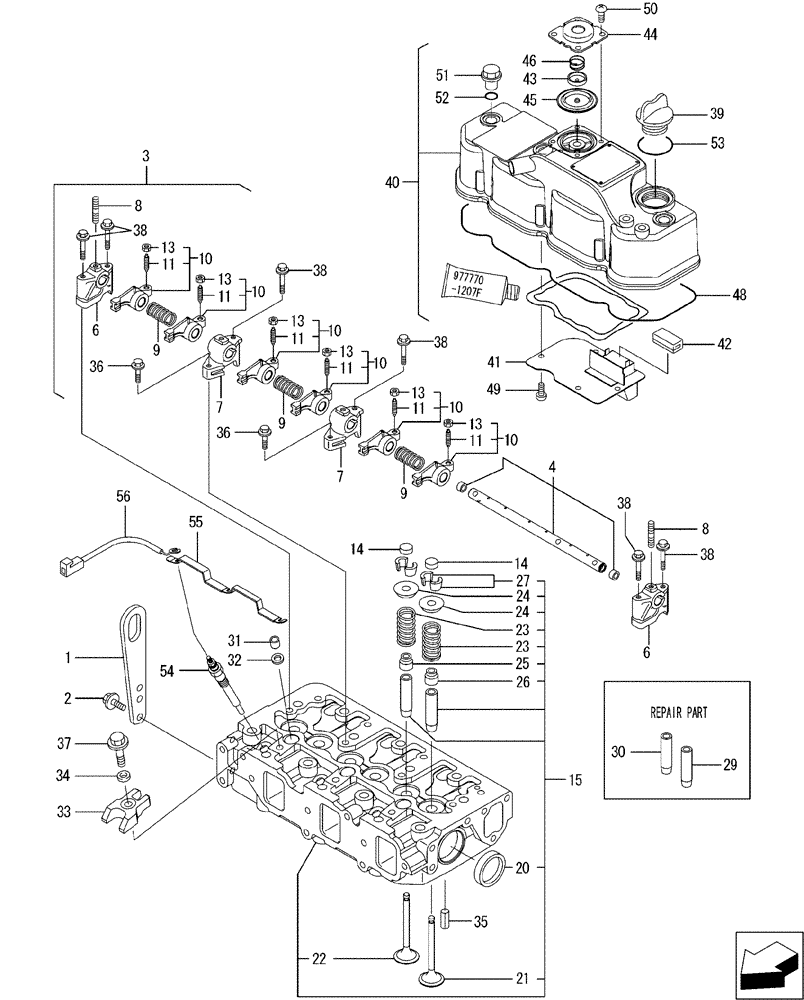 Схема запчастей Case CX31B - (08-004[00]) - CYLINDER HEAD & BONNET (10) - ENGINE