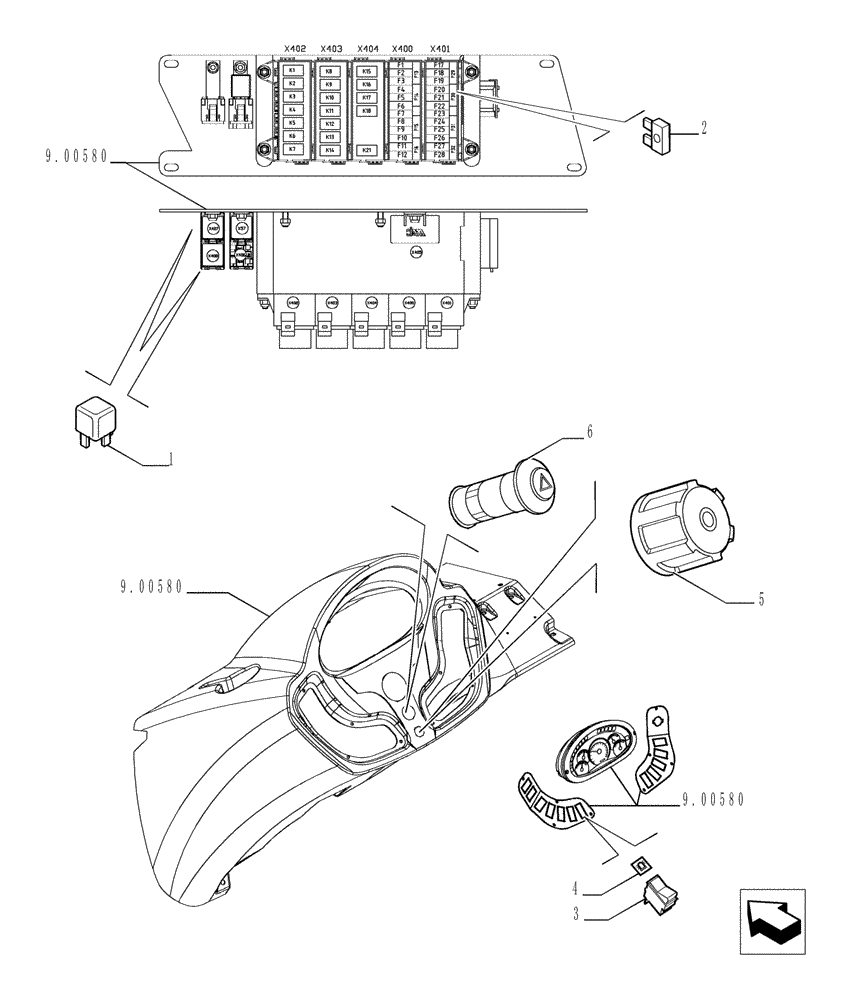 Схема запчастей Case TX1055 - (9.00330[03]) - ROAD LIGHTS - OPTIONAL CODE 749268001 (55) - ELECTRICAL SYSTEMS