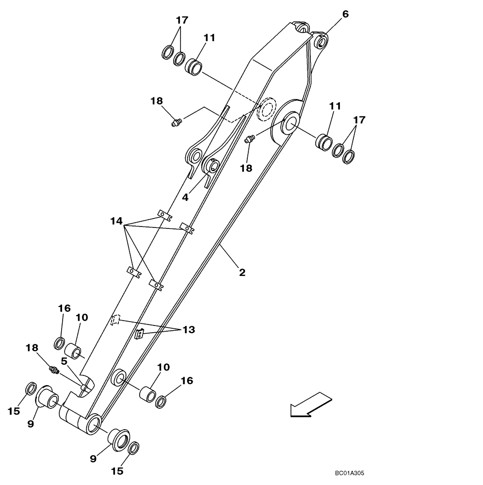 Схема запчастей Case CX225SR - (09-35) - ARM, EXCAVATOR, 3,0 METER (9 FT 10 IN) (09) - CHASSIS