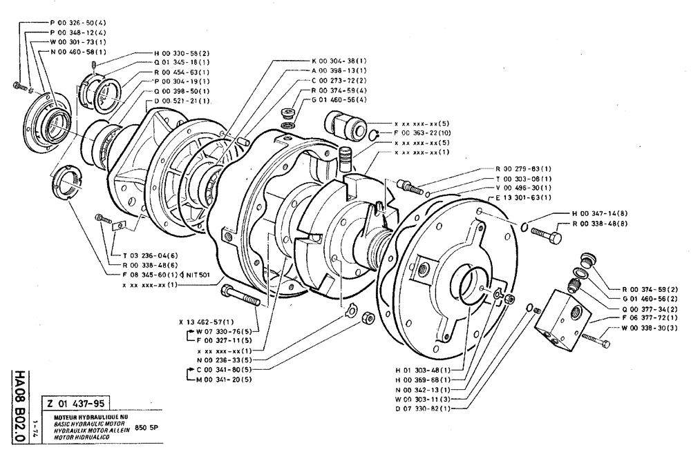 Схема запчастей Case TY45 - (HA08 B02.0) - BASIC HYDRAULIC MOTOR - 850 5P (07) - HYDRAULIC SYSTEM