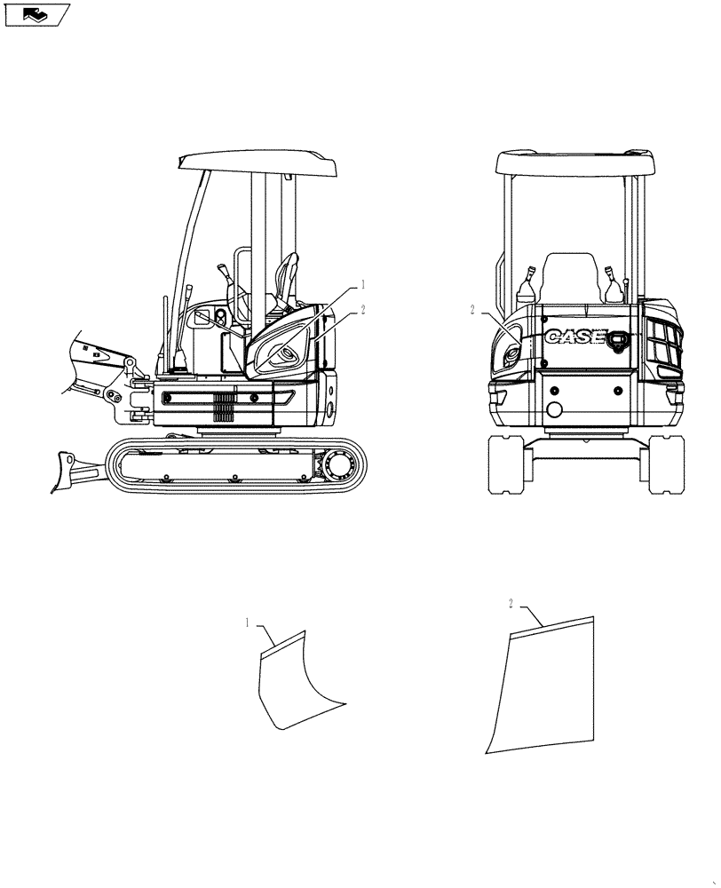 Схема запчастей Case CX27B ASN - (90.108.25) - NAME PLATE INSTALL (90) - PLATFORM, CAB, BODYWORK AND DECALS