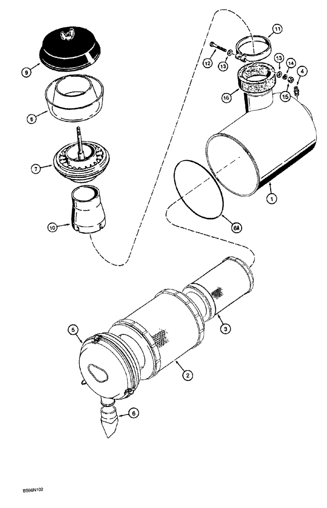 Схема запчастей Case 1150G - (2-015A) - AIR CLEANER ASSEMBLY AND AIR INTAKE PARTS, JJG0218023 AND JJG0218479 AND AFTER (01) - ENGINE