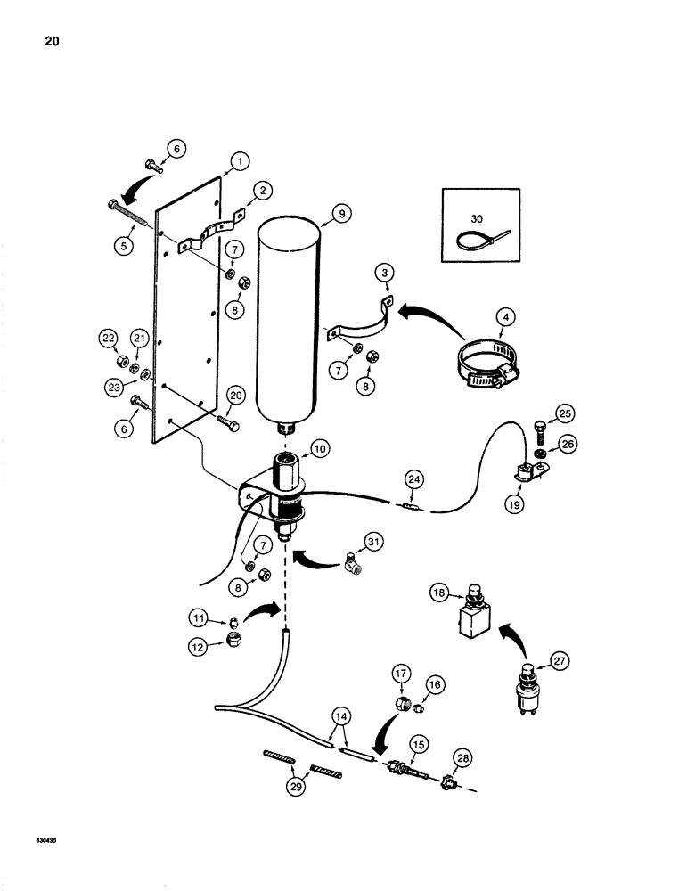 Схема запчастей Case 1280 - (020) - COLD WEATHER STARTING SYSTEM (01) - ENGINE