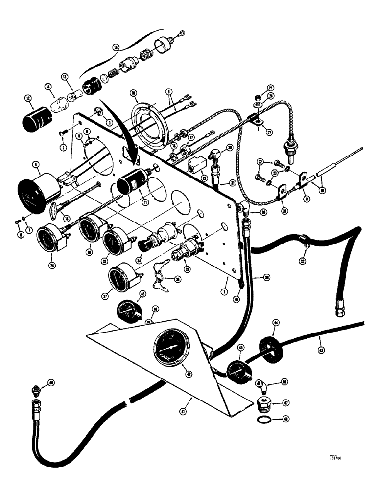 Схема запчастей Case 475 - (052) - INSTRUMENT PANEL AND GAUGES (55) - ELECTRICAL SYSTEMS