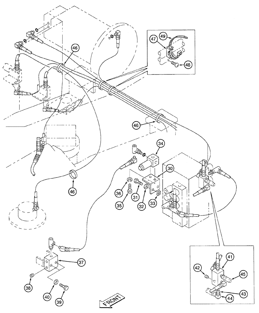 Схема запчастей Case 9020 - (8-036) - PILOT COMPONENT MOUNTING AND HOSE SUPPORTS, CONTINUED (08) - HYDRAULICS