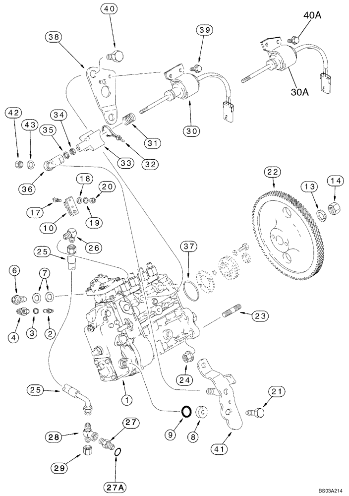 Схема запчастей Case 580SM - (03-07) - FUEL INJECTION PUMP AND DRIVE - 4T-390 EMISSIONS CERTIFIED ENGINE (03) - FUEL SYSTEM