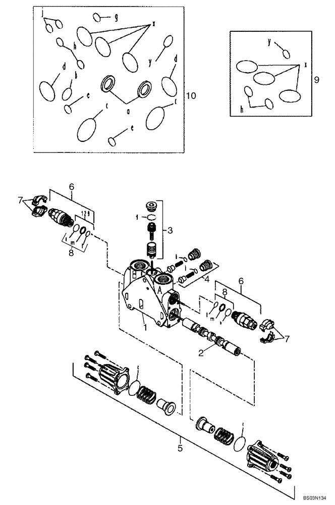 Схема запчастей Case 580SM - (35.150.06[01]) - VALVE SECTION - BACKHOE SWING (WITH PILOT CONTROLS) (580SM) (35) - HYDRAULIC SYSTEMS