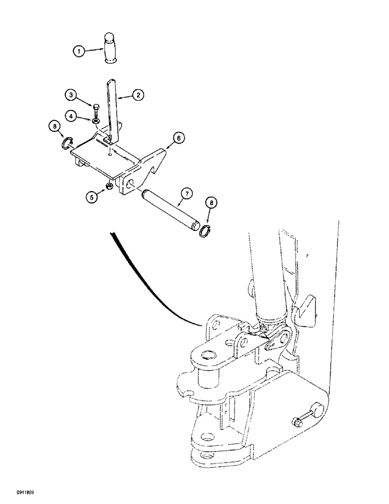 Схема запчастей Case 860 - (9-032) - BACKHOE BOOM LATCH (09) - CHASSIS/ATTACHMENTS