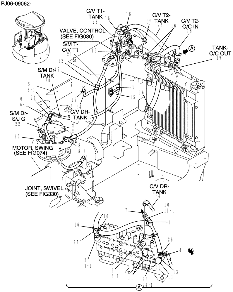 Схема запчастей Case CX50B - (110-72[1]) - HYD LINES, RETURN ANGLE DOZER (86) - DOZER