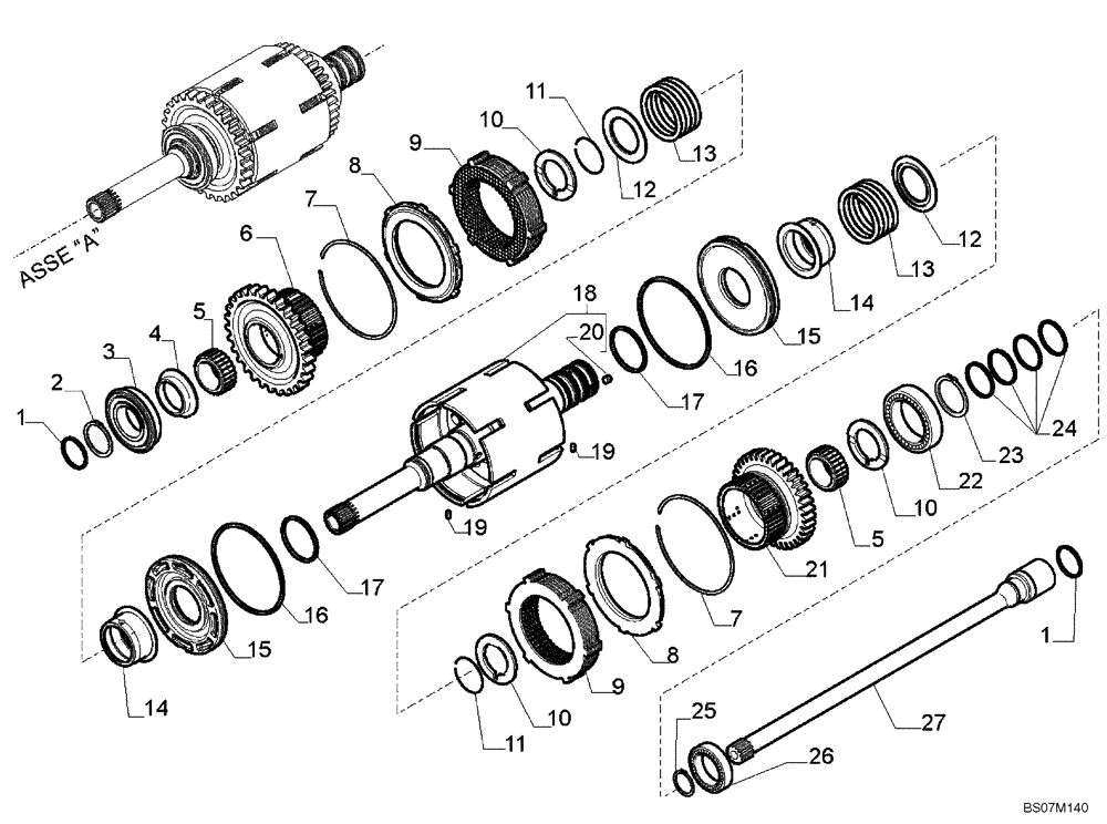 Схема запчастей Case 590SM - (06-35) - TRANSMISSION ASSY, 4WD POWERSHIFT (590SM+) - SHAFT, INPUT & PTO (06) - POWER TRAIN