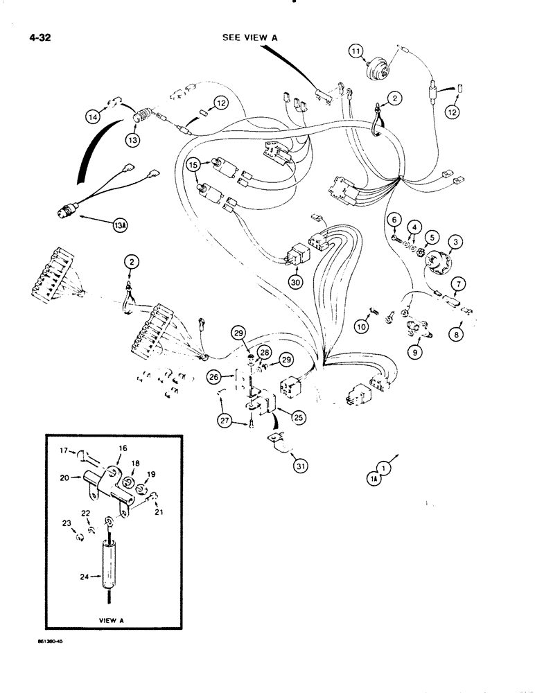 Схема запчастей Case W20C - (4-032) - ELECTRICAL CIRCUIT, FRONT HARNESS TO INSTRUMENT PANELS, USED ON W20C P.I.N 9155766 AND AFTER (04) - ELECTRICAL SYSTEMS