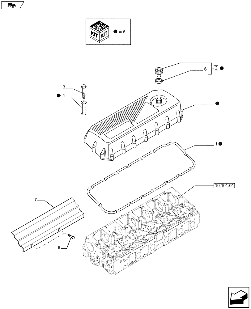 Схема запчастей Case F2CFE614B A002 - (10.101.02) - HEAD COVER (5801469826) (Nov 7 2011 9:48:00.5679 AM) (10) - ENGINE