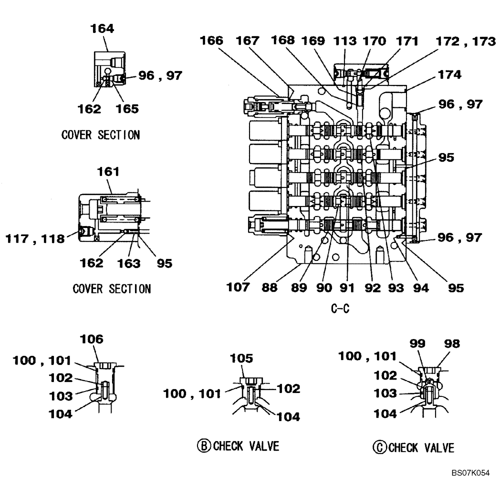 Схема запчастей Case CX130B - (08-60) - KNJ14640 VALVE ASSY - CONTROL (08) - HYDRAULICS