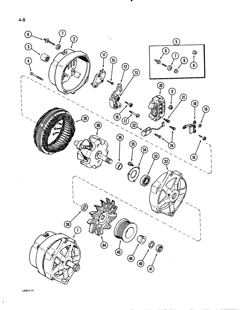 Схема запчастей Case W11B - (4-008) - A167897 ALTERNATOR (04) - ELECTRICAL SYSTEMS