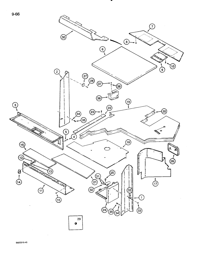 Схема запчастей Case 821 - (9-066) - CAB INTERIOR, *P.I.N. JAK0024165 AND AFTER (09) - CHASSIS/ATTACHMENTS