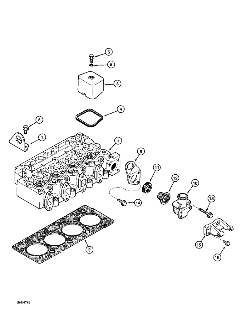 Схема запчастей Case 860 - (2-30) - CYLINDER HEAD AND COVERS, 4T-390 ENGINE (02) - ENGINE