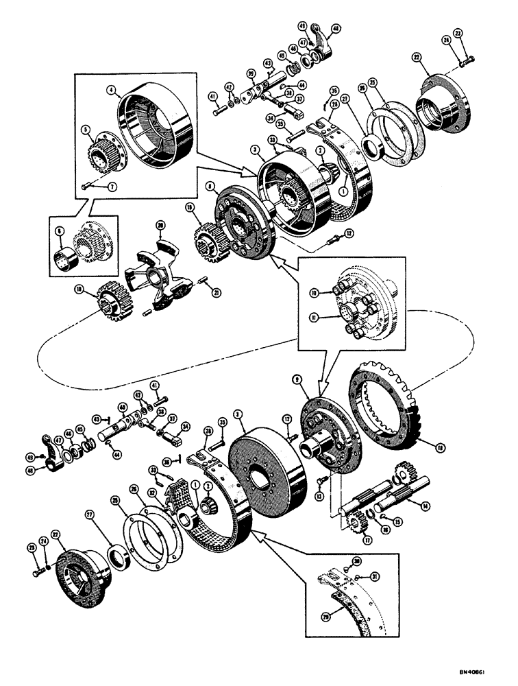 Схема запчастей Case 310E - (045) - DIFFERENTIAL (03) - TRANSMISSION