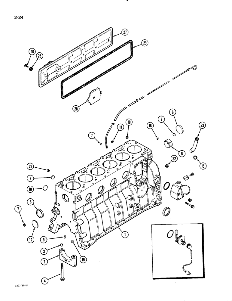 Схема запчастей Case 621 - (2-24) - CYLINDER BLOCK, 6T-590 ENGINE (02) - ENGINE