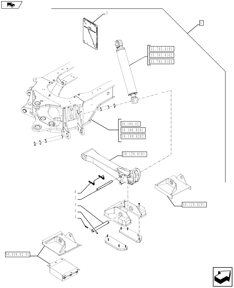 Схема запчастей Case 580SN - (88.039.02[01]) - DIA KIT, FLIP STABILIZER PAD (88) - ACCESSORIES