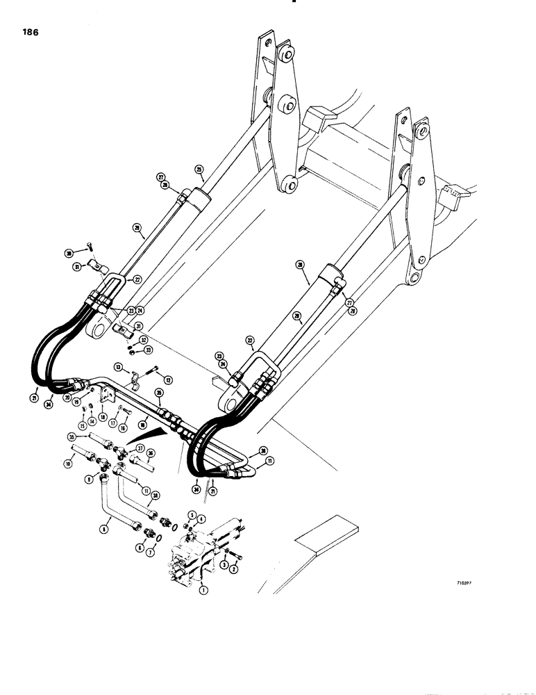 Схема запчастей Case W20 - (186) - LOADER PUMP HYDRAULIC CIRCUIT (08) - HYDRAULICS