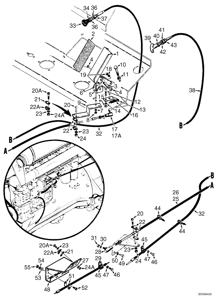 Схема запчастей Case W20 - (052) - ACCELERATOR AND LINKAGE (03) - FUEL SYSTEM