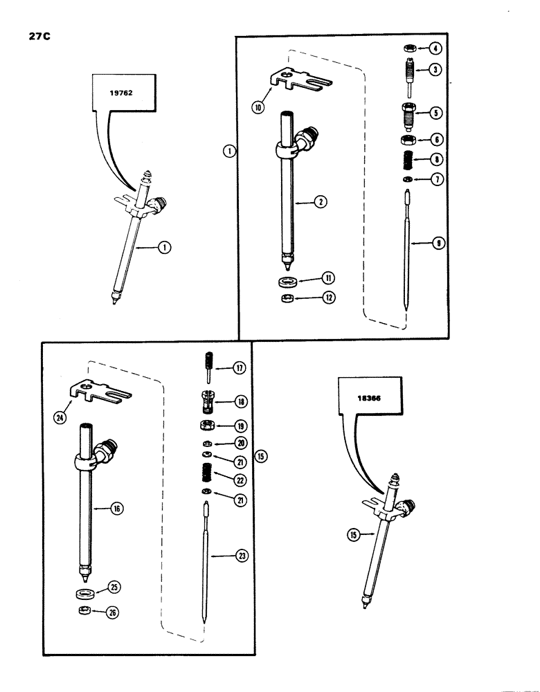 Схема запчастей Case W24 - (027C) - A64439 INJECTION NOZZLE, (504BD) DIESEL ENGINE, 1ST USED ENG. SER .NO. 2504029 (03) - FUEL SYSTEM