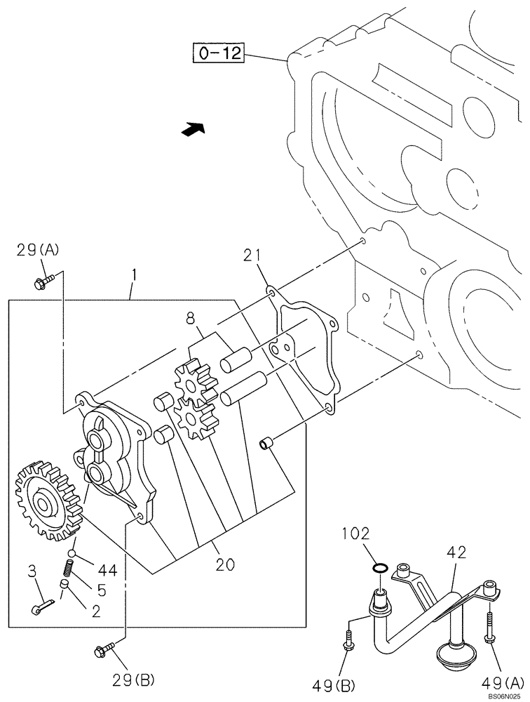 Схема запчастей Case CX225SR - (02-31) - OIL PUMP (02) - ENGINE