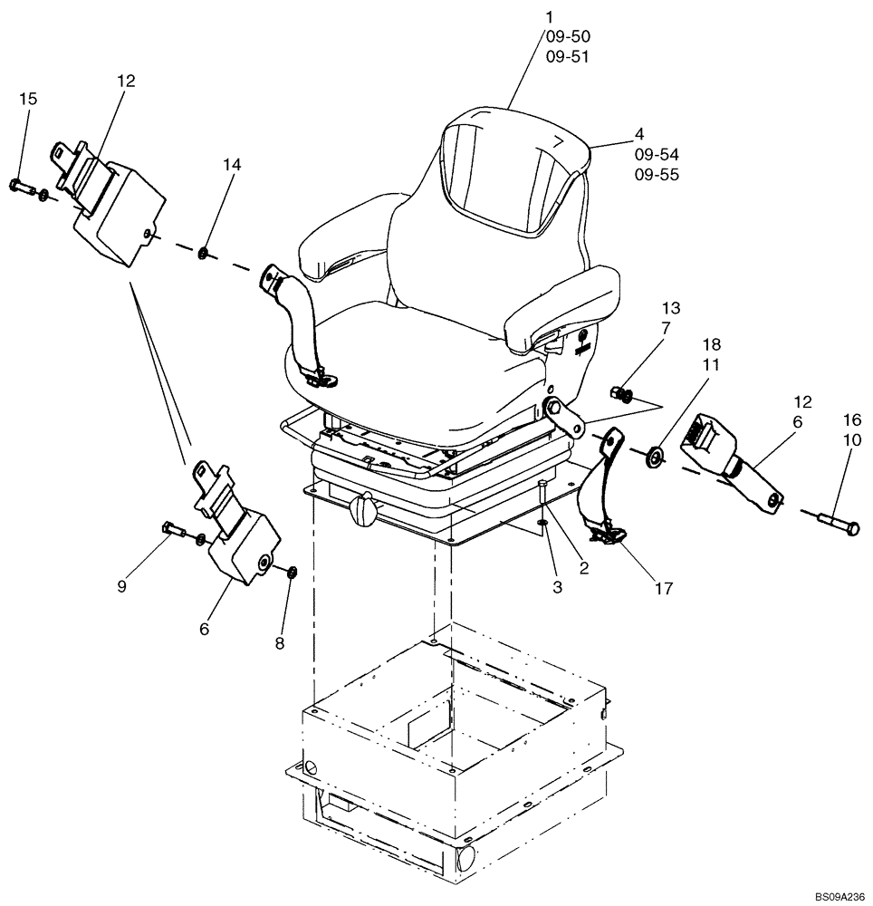 Схема запчастей Case 521E - (09-48) - SEAT - MOUNTING/SEAT BELTS (09) - CHASSIS