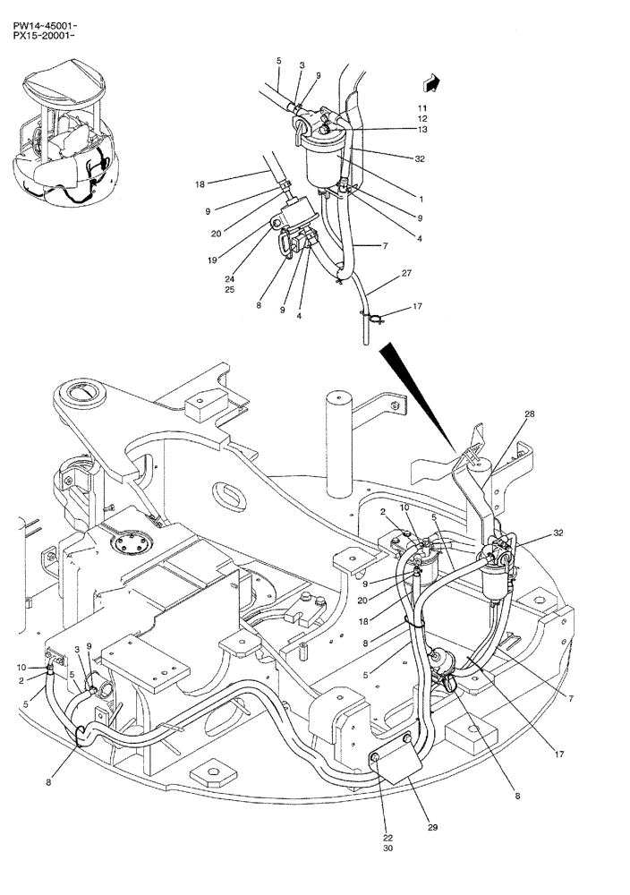 Схема запчастей Case CX36B - (05-005) - FUEL LINES (COOLER) OPTIONAL PARTS