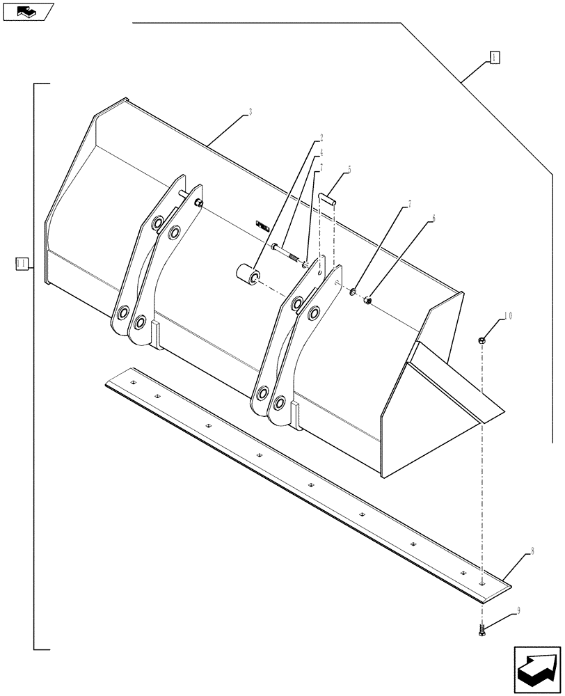 Схема запчастей Case 580SN - (88.082.01) - DIA KIT, BUCKET W/CUTTING EDGE (93 IN) (88) - ACCESSORIES