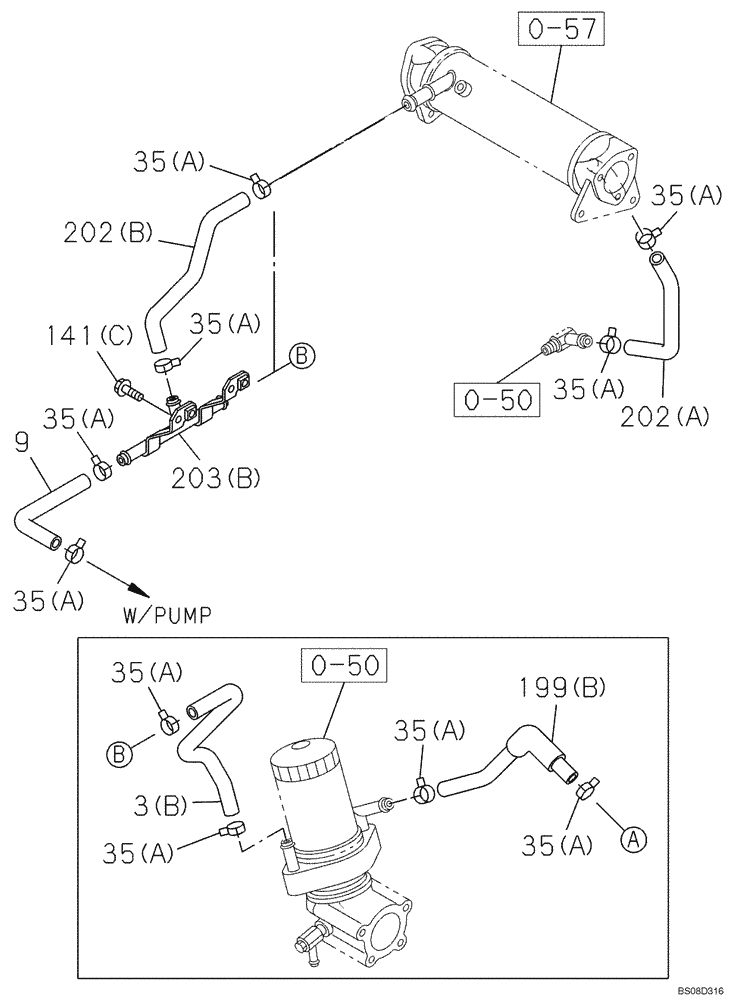 Схема запчастей Case CX75SR - (02-20) - ENGINE WATER CIRCUIT (02) - ENGINE