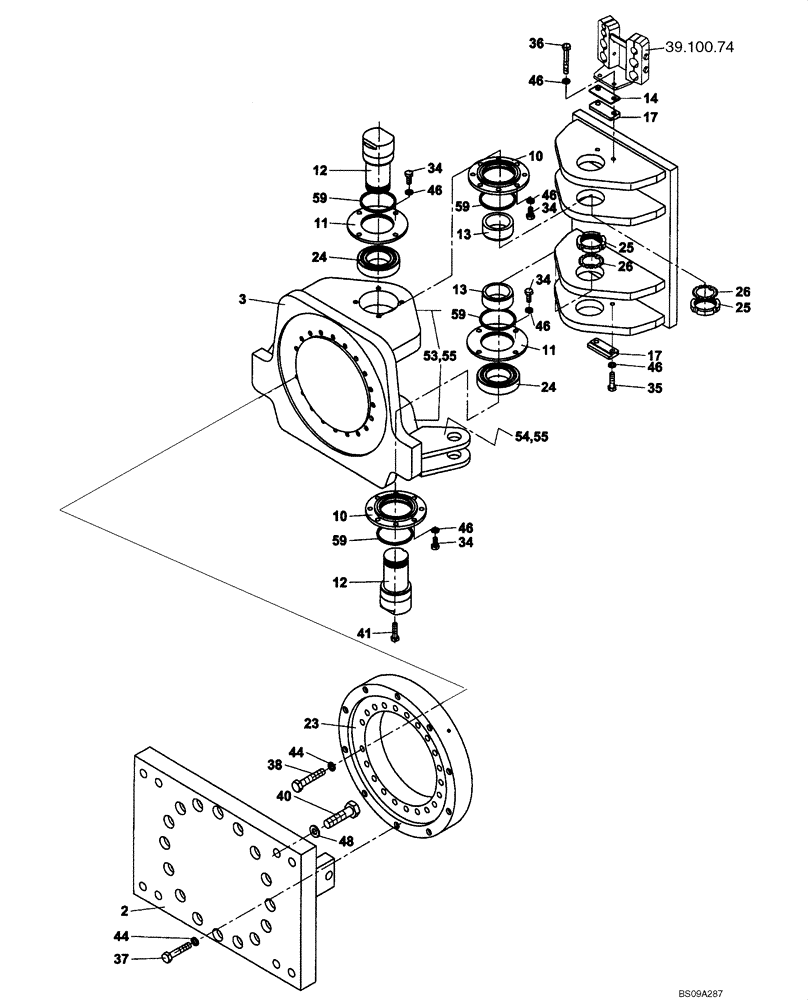 Схема запчастей Case SV212 - (39.100.21[02]) - ARTICULATION JOINT - ASN DDD001115 (39) - FRAMES AND BALLASTING