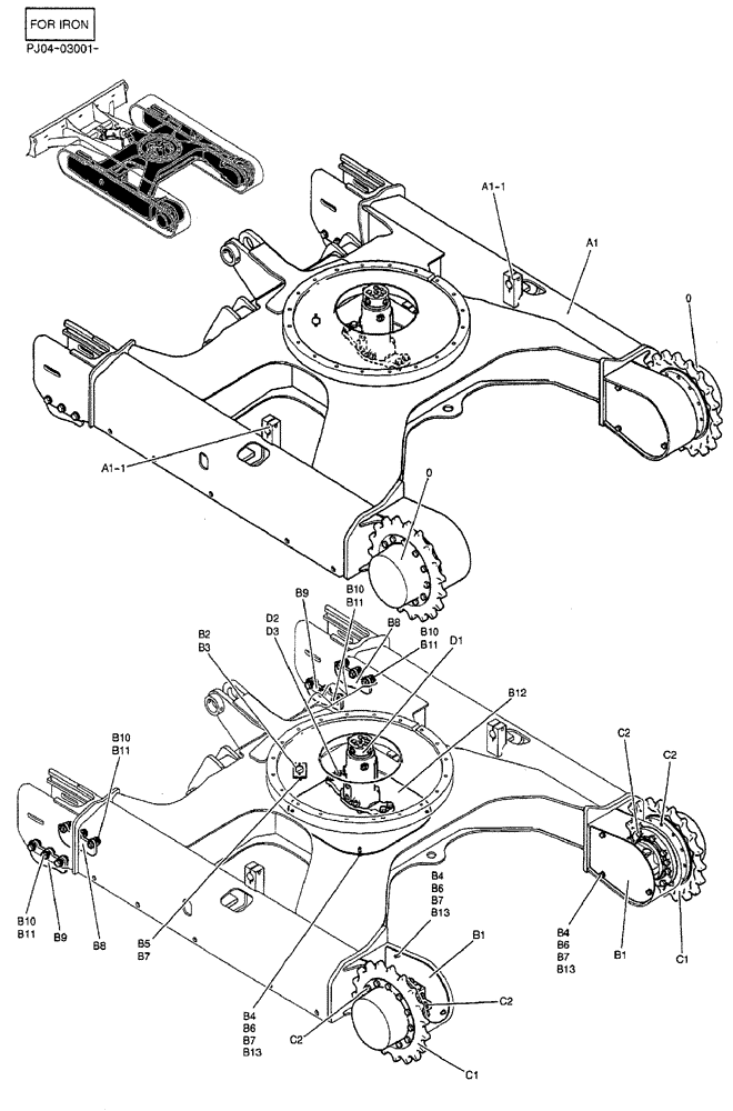 Схема запчастей Case CX50B - (03-002) - LOW GROUP P/N PH15V00012F1 (FOR IRON) (04) - UNDERCARRIAGE