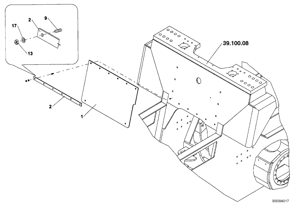 Схема запчастей Case SV212 - (39.100.08) - COVER, HYDRAULIC PUMP (39) - FRAMES AND BALLASTING