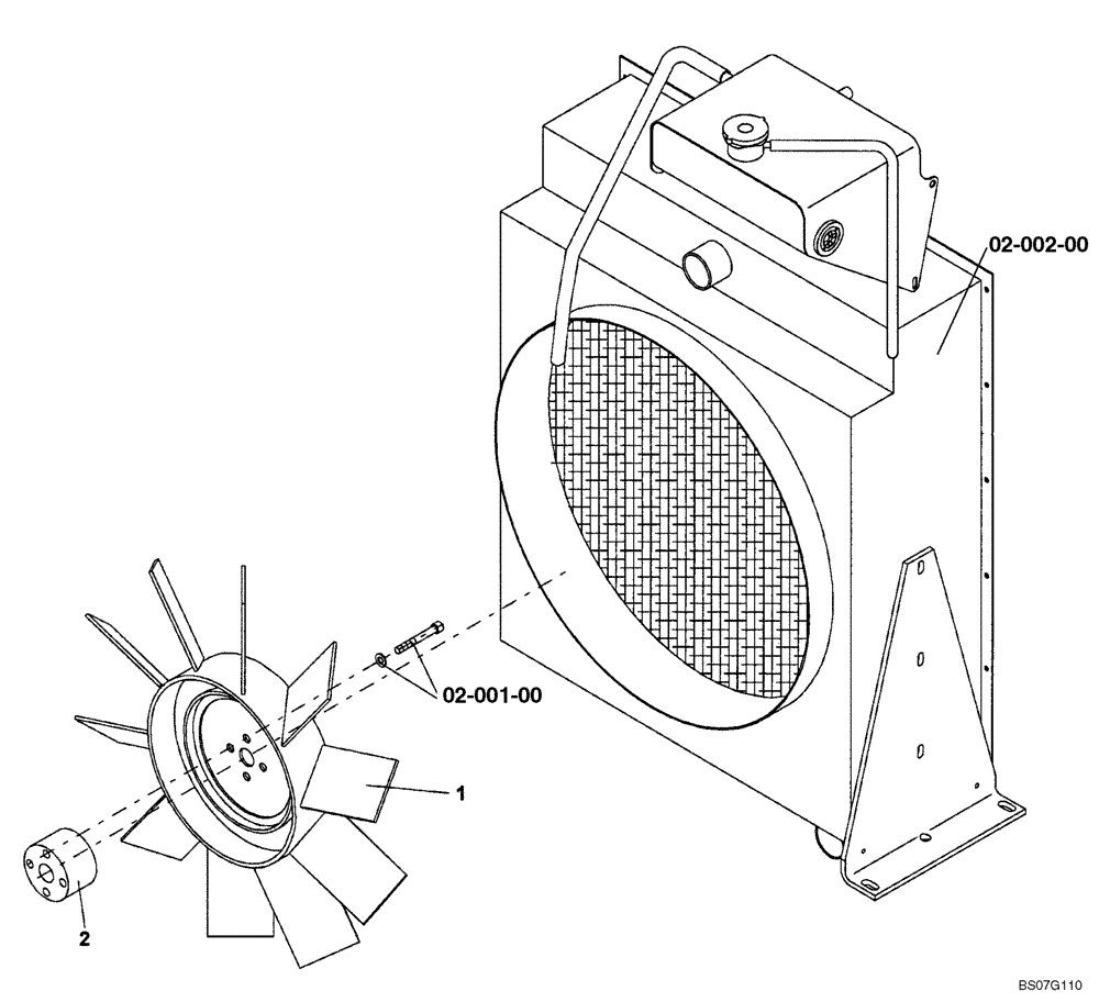 Схема запчастей Case SV208 - (02-003-00[01]) - FAN INSTALLATION (GROUP 115) (ND104304) (02) - ENGINE