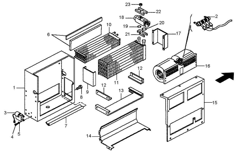 Схема запчастей Case 330B - (58A00000580[001]) - HEATER AND A/C UNIT, CAB (87581560) (10) - Cab/Cowlings