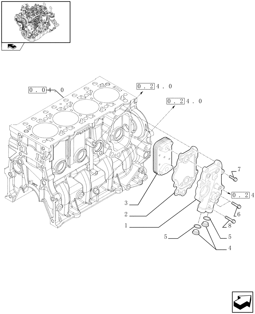 Схема запчастей Case F5CE9454E A002 - (0.31.0) - HEAT EXCHANGER (504154694) 