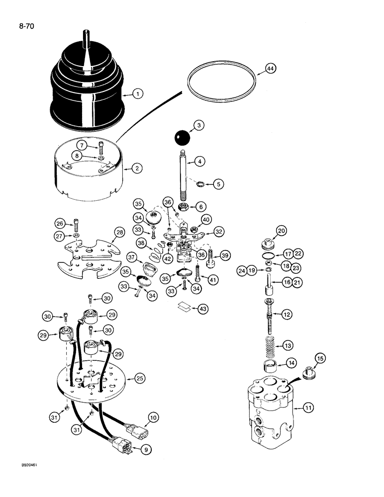 Схема запчастей Case 721 - (8-70) - SINGLE LEVER REMOTE CONTROL VALVE - L116443 (08) - HYDRAULICS