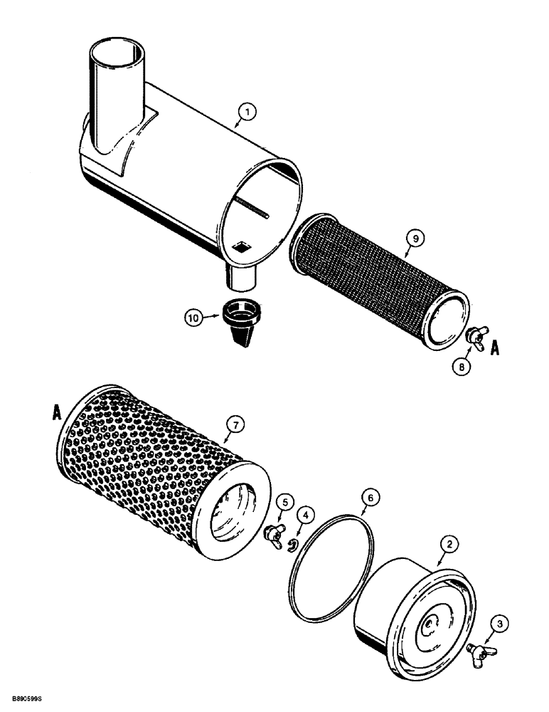 Схема запчастей Case 721B - (2-12) - AIR CLEANER ASSEMBLY (02) - ENGINE