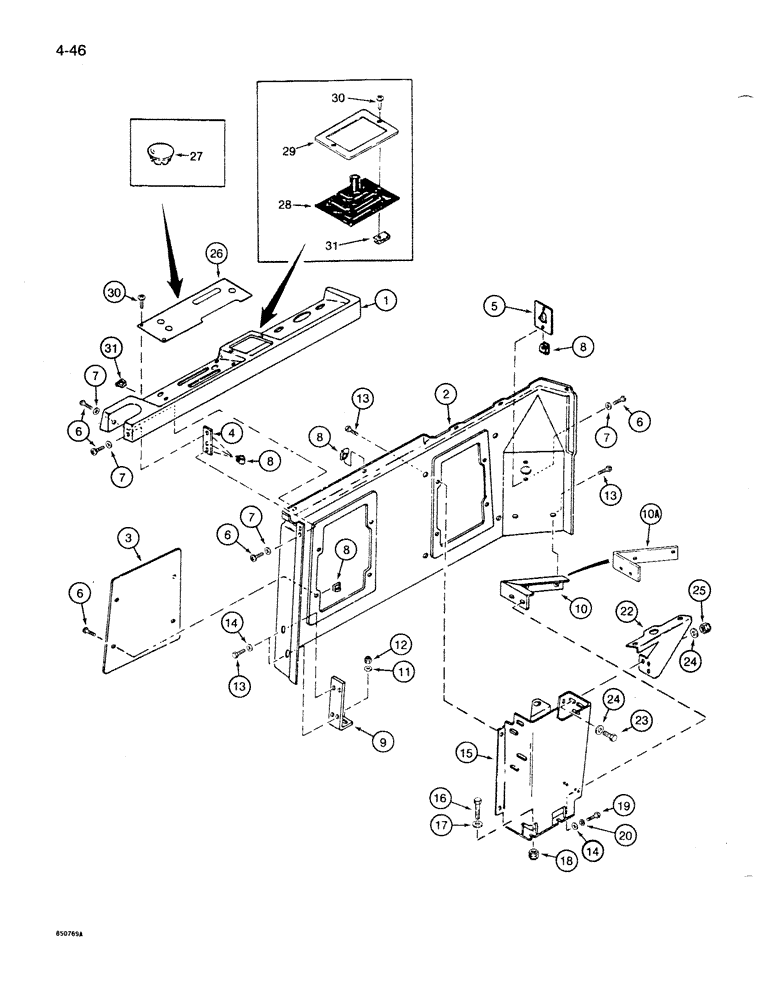 Схема запчастей Case 1085B - (4-046) - RIGHT-HAND INSTRUMENT PANEL, CONSOLE AND COVERS (04) - ELECTRICAL SYSTEMS