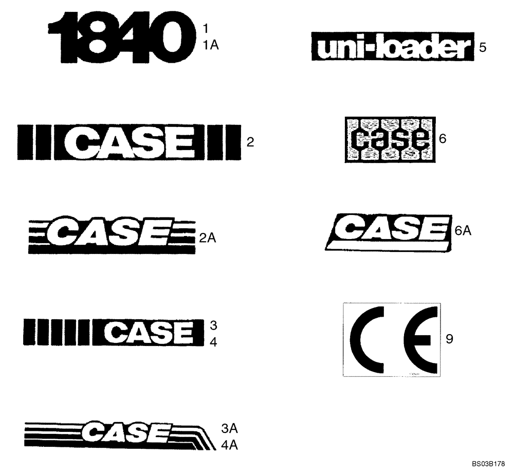 Схема запчастей Case 1840 - (09-40) - DECALS (09) - CHASSIS/ATTACHMENTS