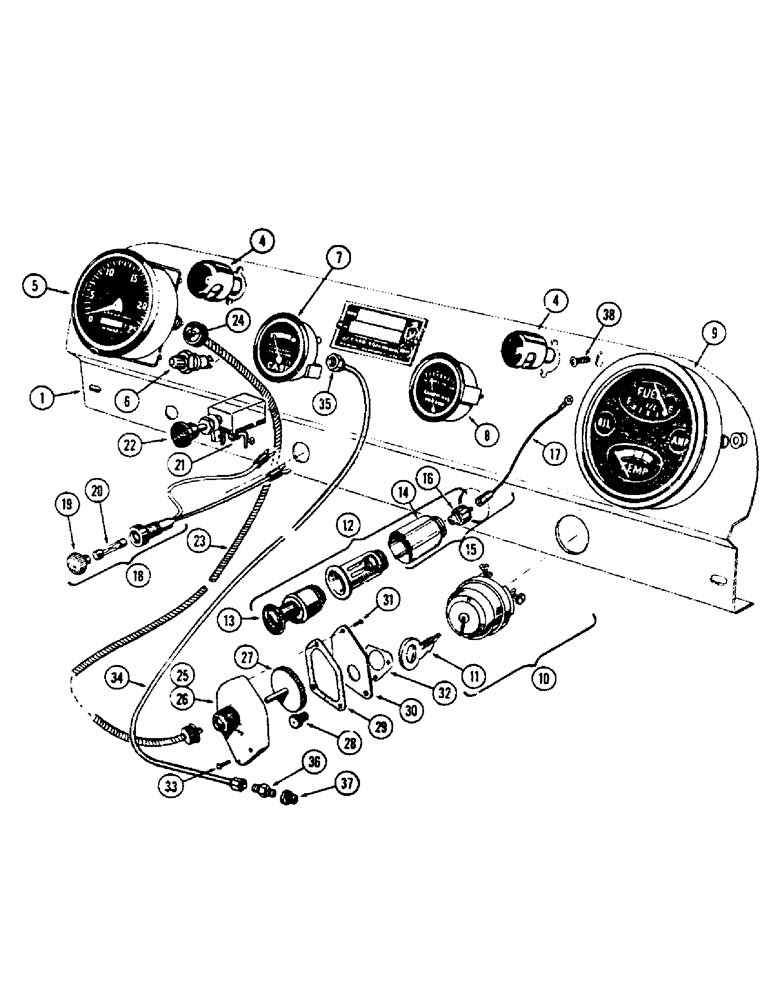 Схема запчастей Case 500 - (052) - INSTRUMENT PANEL AND INSTRUMENTS (06) - ELECTRICAL SYSTEMS