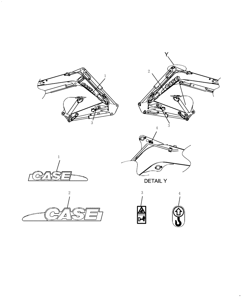 Схема запчастей Case CX22B - (987-18[1]) - DECALS - CANOPY (ATTACHMENTS) (90) - PLATFORM, CAB, BODYWORK AND DECALS