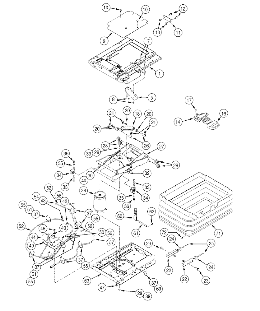 Схема запчастей Case 865 DHP - (9-126) - SEAT ASSY. - SUSPENSION ASSY. (OPTIONAL) (09) - CHASSIS