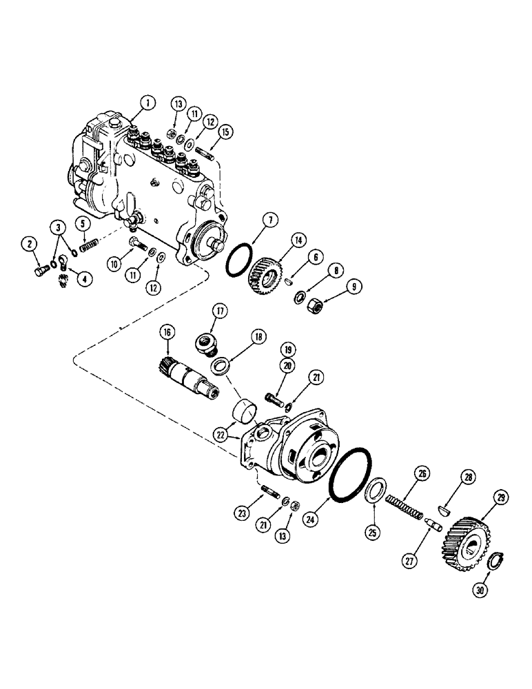 Схема запчастей Case W10B - (021A) - FUEL INJECTION PUMP AND DRIVE, (401) DIESEL ENGINE (02) - ENGINE