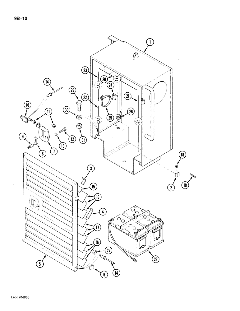 Схема запчастей Case 688 - (9B-10) - BATTERY AND AIR CLEANER COMPARTMENT (09) - CHASSIS