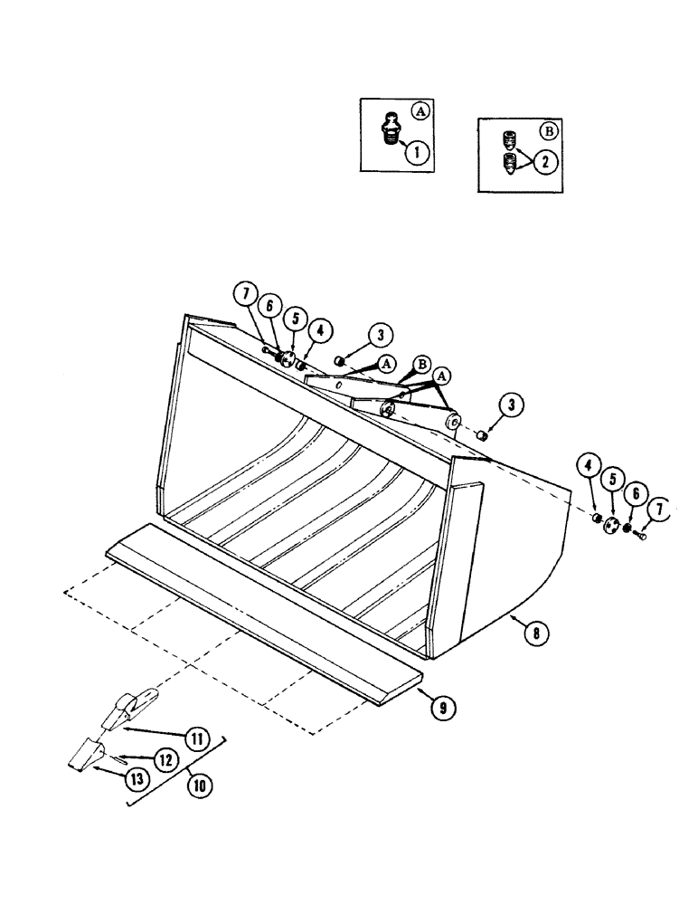 Схема запчастей Case 40 - (130) - FRONT LOADER BUCKET (84) - BOOMS, DIPPERS & BUCKETS