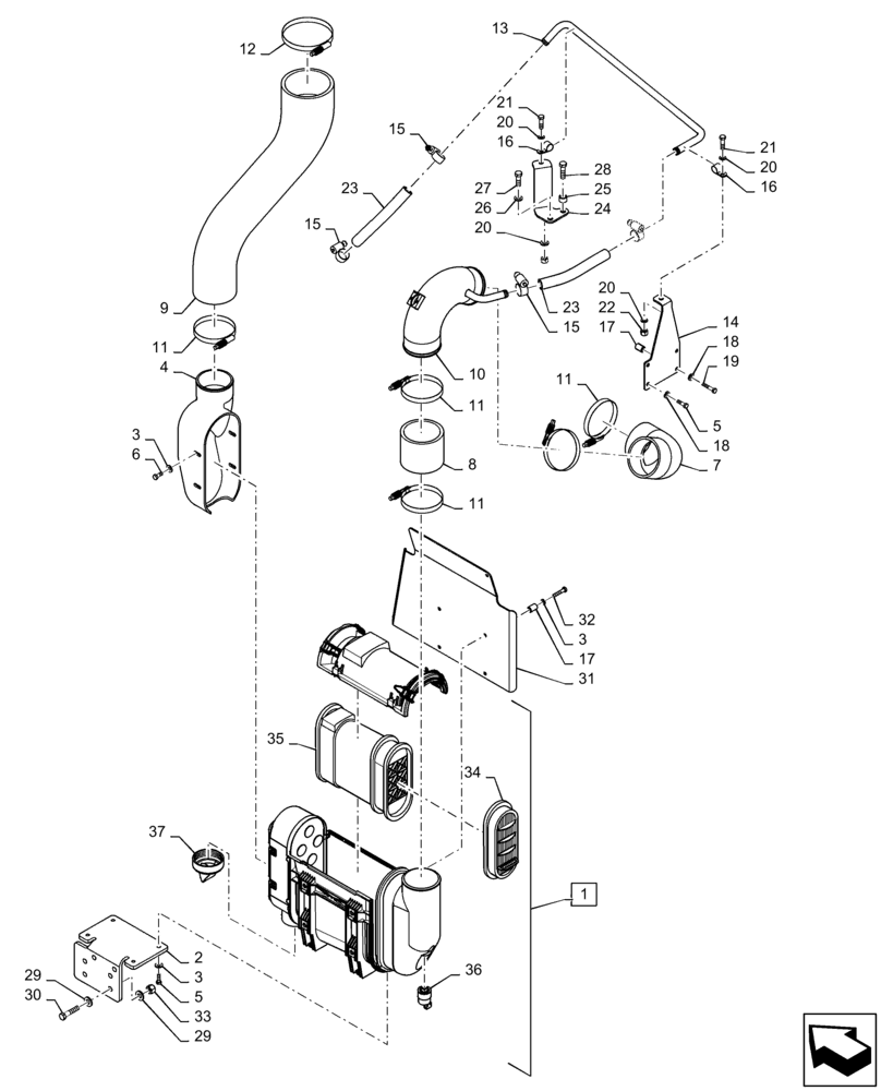 Схема запчастей Case 721F - (10.202.AB) - AIR CLEANER ASSY (10) - ENGINE