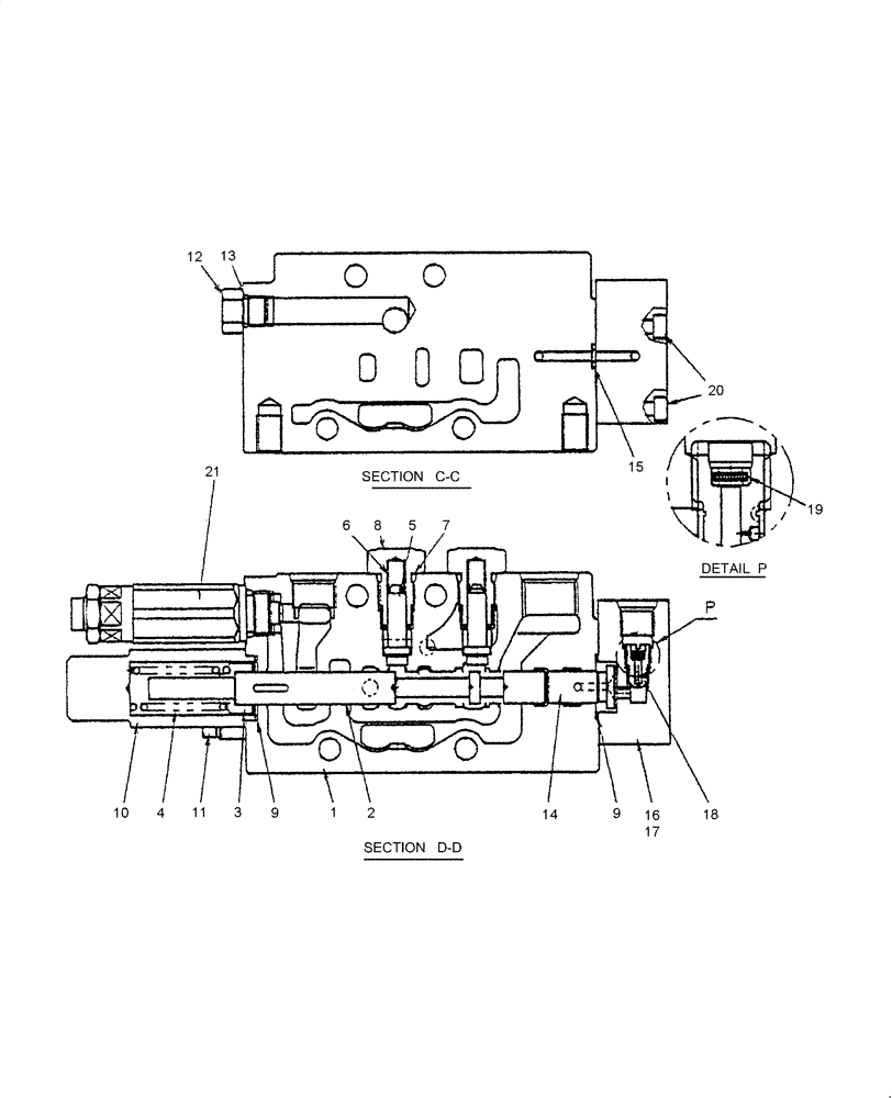 Схема запчастей Case CX31B - (HC004-01[1]) - HYDRAULIC CONTROL VALVE - COMPONENTS (SUPPLY & STRAIGHT TRAVEL) (35) - HYDRAULIC SYSTEMS