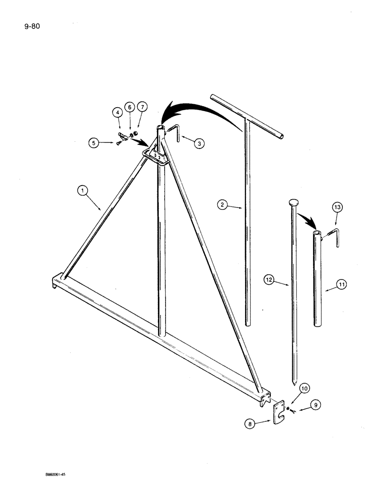 Схема запчастей Case 360 - (9-080) - HYDRA-BORER DRILL STEM LEVEL FRAME (09) - CHASSIS/ATTACHMENTS